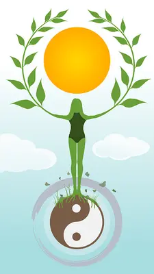 illustrazione di Yoga simbolo tra terra e cielo
